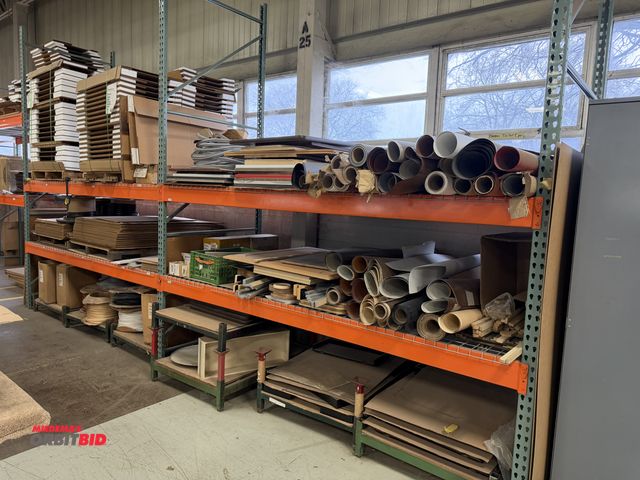 Lot 1-17360 - Contents only of racking shown in photo, includes approx. (40) various rolls of laminate and vinyl m...