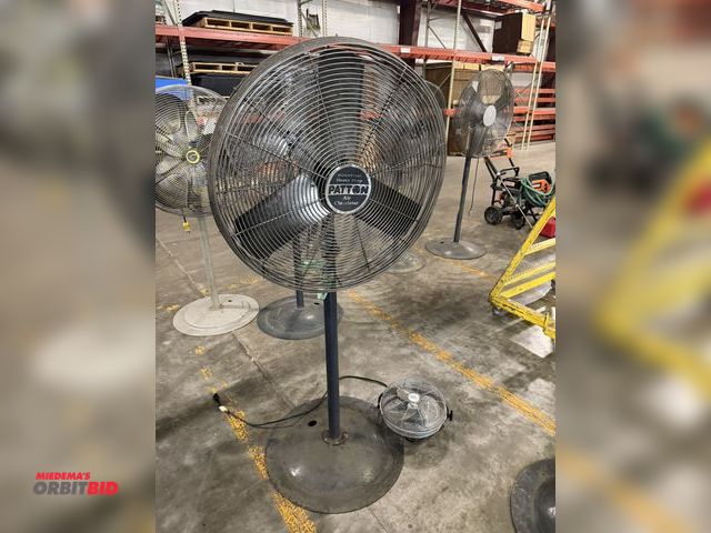Lot 1-15767 - Lot of (2) shop fans, Patton 30" pedestal, and Airmaster 12" wall mount fan.
