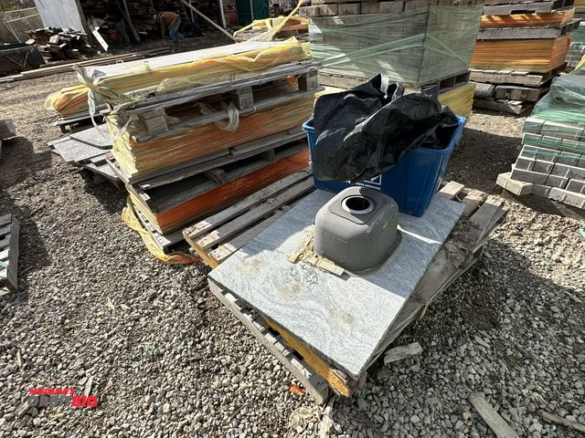 Lot 1-15842 - Lot of (8) skids of various items, includes (1) sink with marble top, top is 39.5" x 25.5", partial ...