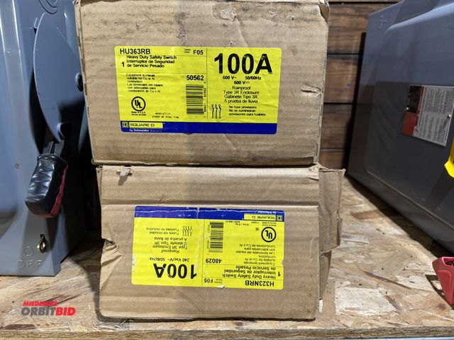 Lot 1-4383 - Lot of (2) Square-D HU363RB, 100 amp, heavy duty safety switches.