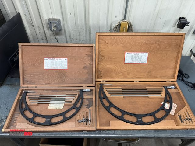 Lot 1-2096 - Lot of (2) Starrett #224 micrometers (16"-20" range, and 12"-16" range), both with wood cases.