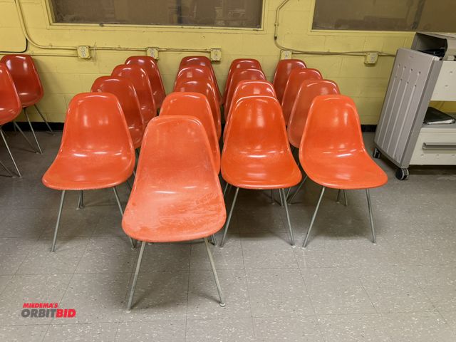 Lot 1-16781 - Lot of (17) Herman Miller fiberglass chairs with metal frames.