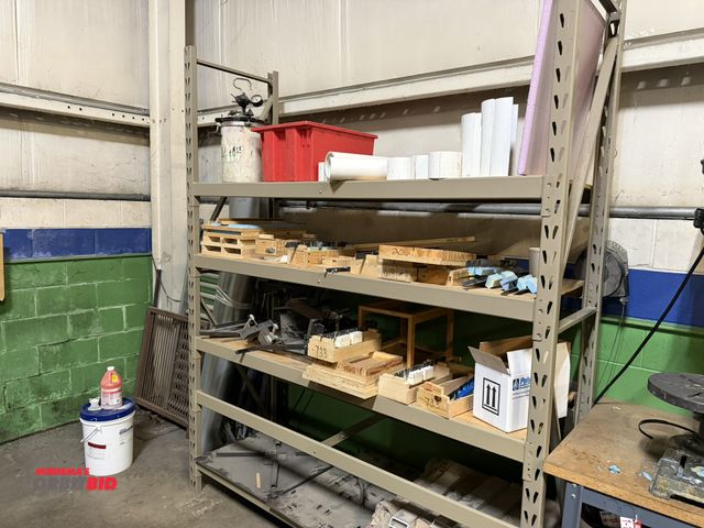 Lot 1-18640 - (1) heavy duty rack, 77" wide x 24" deep x 96" tall, includes assorted clock molds, (1) SpeedAire pr...