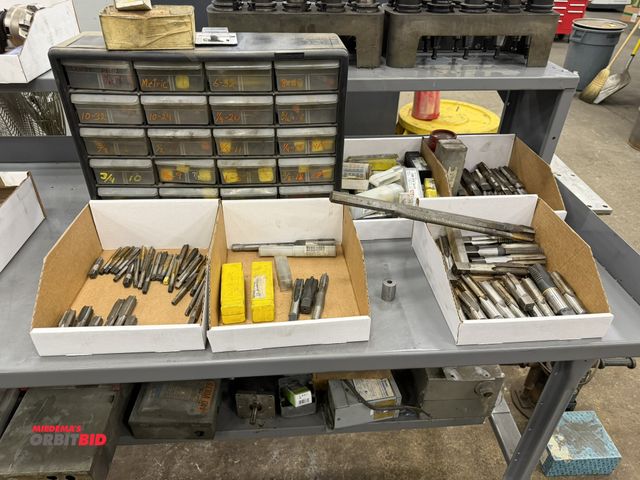 Lot 1-15245 - Large lot of assorted taps, various sizes, includes plastic pull out drawer with assorted size taps.
