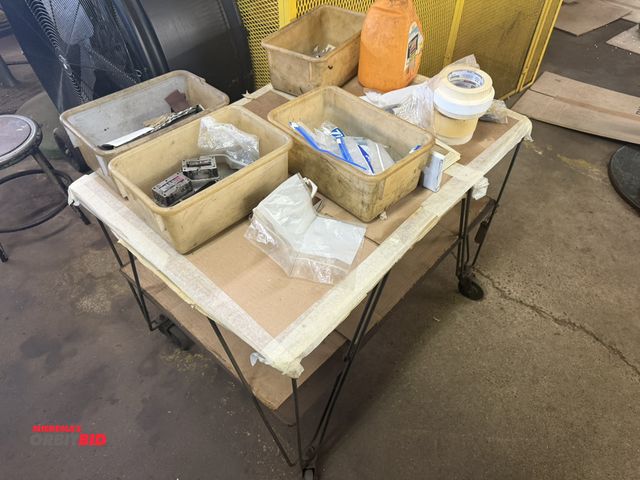 Lot 1-18735 - (1) 36" width x 27" height x 26" depth steel wire formed cart, with contents including various numbe...
