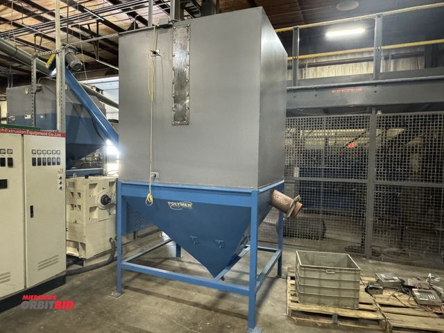 Lot 1-19680 - (1) Polymer Recovery Systems gravity flow hopper with auger, base is approx. 73" x 59", hopper is ap...