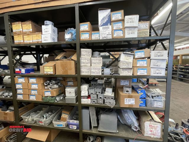 Lot 1-6191 - Contents of 2 shelves, includes large lot of Appleton conduit LET boxes, Cooper Condulet Cast Device...