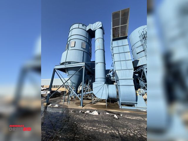Lot 1-17300 - (1) Alanco Dust Collection System, includes duct work, blower fan, main silo collector with conical ...