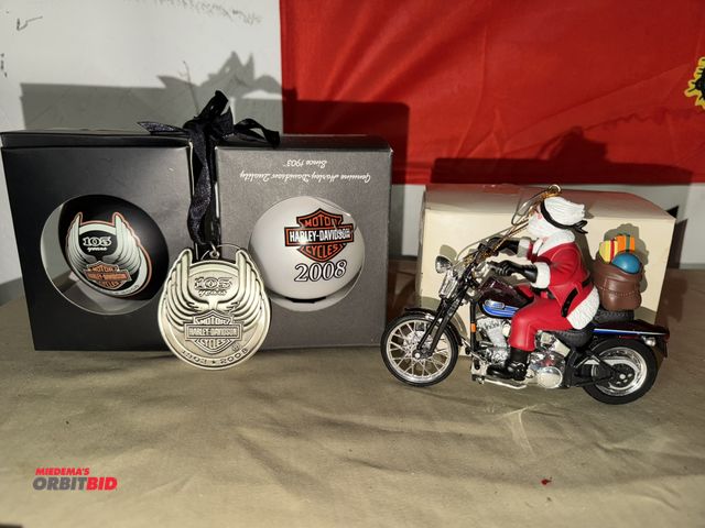 Lot 1-8265 - Lot of assorted Harley Davidson Christmas ornaments, includes (1) 105 Year Anniversary 1903-2008 Chr...