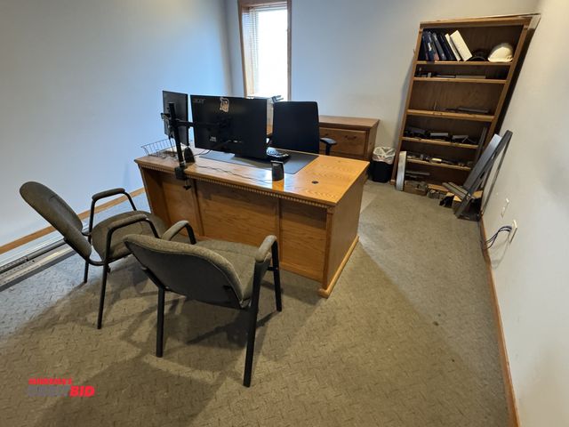 Lot 1-19603 - (1) 68" width x 29" height x 80" depth L-shaped wood desk with 6 drawers (2 are file drawers), (1) r...