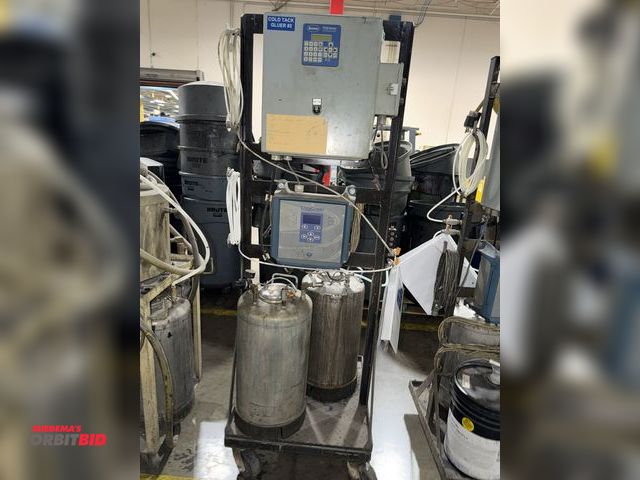 Lot 1-5354 - (1) custom built glue machine control station with 18" width x 70" height x 24" depth rolling steel ...