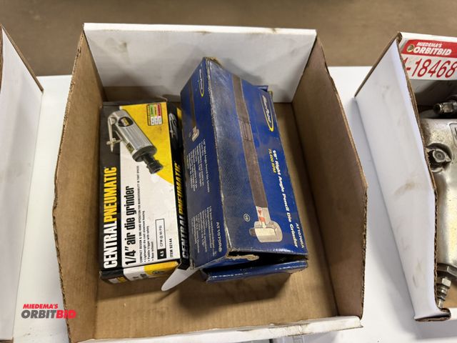 Lot 1-18469 - (1) Central Pneumatic, item #92144, 1/4" air die grinder, appears to be new, and (1) Blue Point 1/8"...