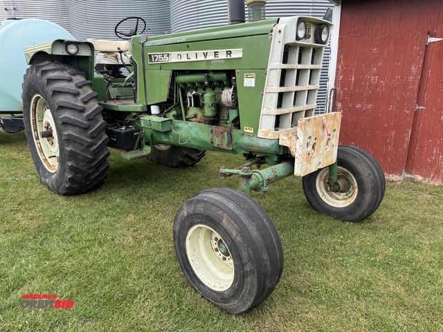 Lot 1-19953 - (1) Oliver 1755 tractor, 2-WD, 3 pt. hitch, no top link, 2 remotes, 540 PTO shaft, 18.4-34 rear tire...