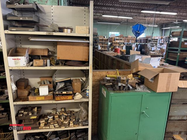 Lot 1-18641 - (1) 37.5" width x 84" height x 12" depth steel shelving unit with 5 shelves and contents, including ...
