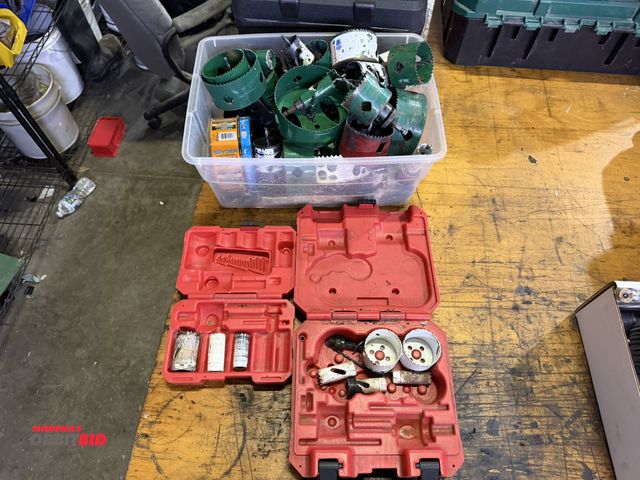 Lot 1-18523 - Large lot of assorted hole saws with (2) cases.
