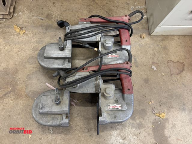 Lot 1-6333 - Lot of (2) Milwaukee heavy duty band saws, both in working condition, both missing blades.