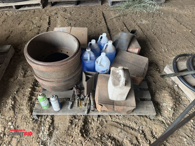 Lot 1-18280 - Lot of assorted heavy duty truck parts, includes set of 16" diameter drums, Meritor brake disc, (4) ...