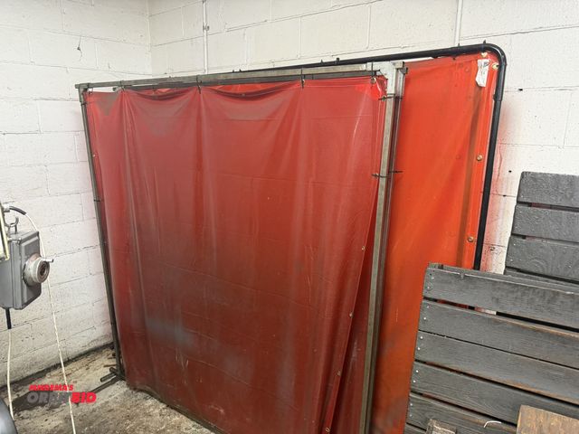 Lot 1-6390 - Lot of (4) Steiner size 6' x 8' welding curtains with stands.