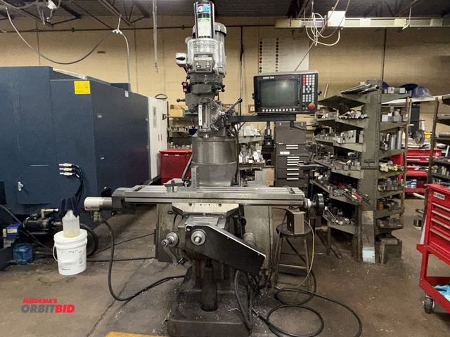 Lot 1-10990 - (1) 1993 Bridgeport CNC vertical milling machine with 9" x 48" T-slotted table, 3 HP, 60-4200 RPM sp...