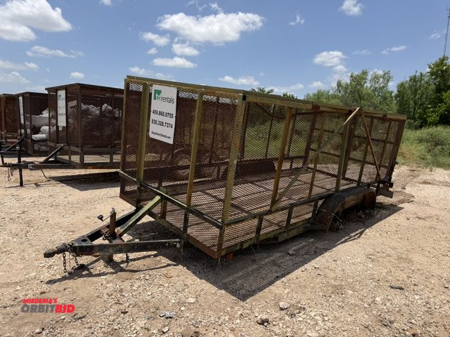 Lot 1-9475 - 2011 Assembled Trash Trailer tandem axle, 77" wide x 16' long, steel frame, wood deck bed, steel mes...