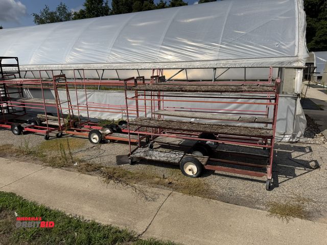 Lot 1-9977 - (7) rolling racks, approx. 91.5" long x 14" wide x 62" tall, some wheels will need replacement or re...
