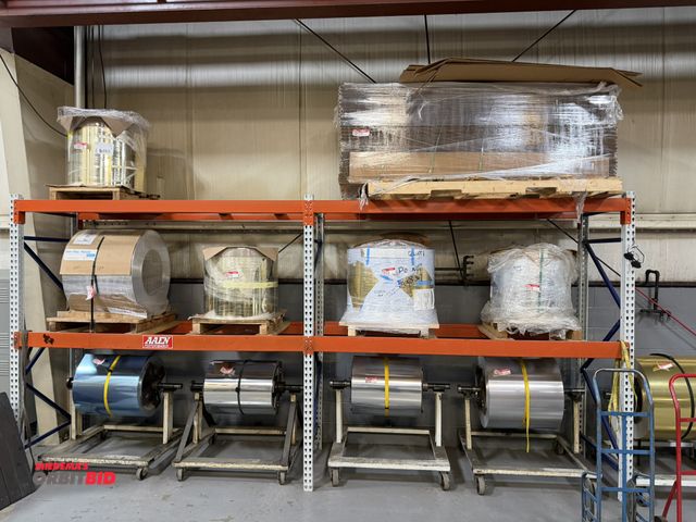 Lot 1-18716 - (2) sections of pallet racking, includes (3) 8' tall x 36" wide uprights, (8) 8' cross beams, does n...