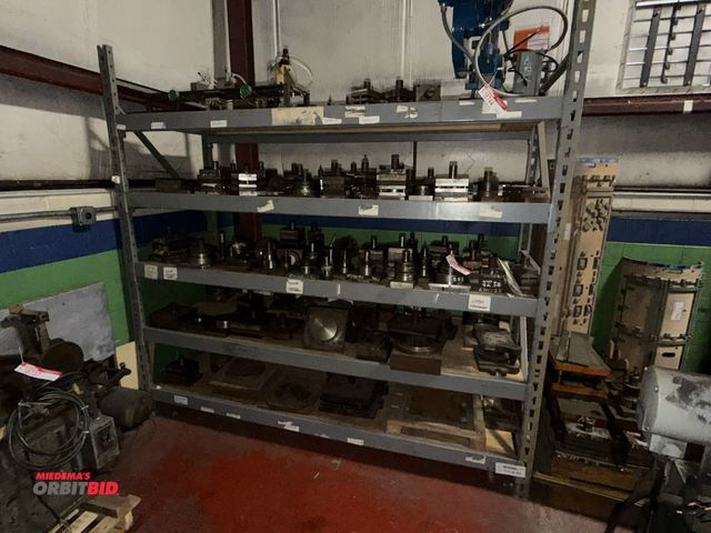 Lot 1-18746 - (1) section of pallet racking, includes (2) 8' tall x 36" wide uprights, (10) 8' cross beams with pl...