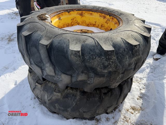 Lot 1-11630 - Lot of (2) Titan 16.9-28 tires on 8-bolt rims, tires are used.