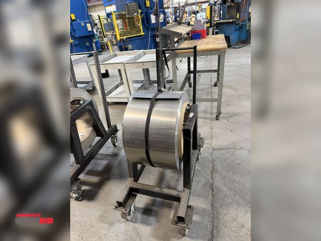 Lot 1-18825 - (1) 14" wide coil of brushed nickel aluminum with cart, with gross weight of 863 lbs. with cart, 692...