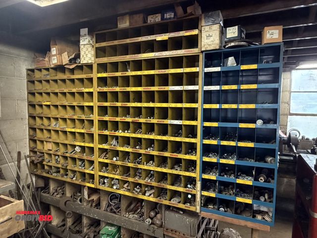 Lot 1-18560 - Lot of (4) metal parts cabinets, 2 measure 35" wide x approx. 42" tall x 11.5" deep, 1 is 18" wide x...