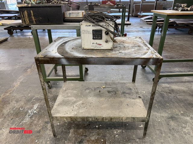 Lot 1-17201 - (1) 36" width x 34" height x 24.5" depth, 2-tier steel stand with a Air Power flow meter system, wor...