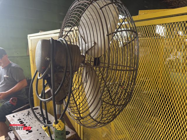 Lot 1-18773 - (1) Emerson free-standing adjustable height, 120V, shop floor fan with 26" diameter cage, in non-wor...