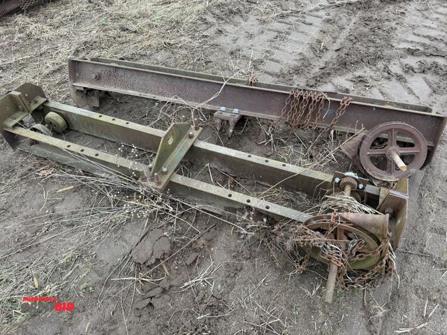 Lot 1-3012 - (2) approx. 80" length x 12" width sections of steel rail with pulleys for a lift hoist.