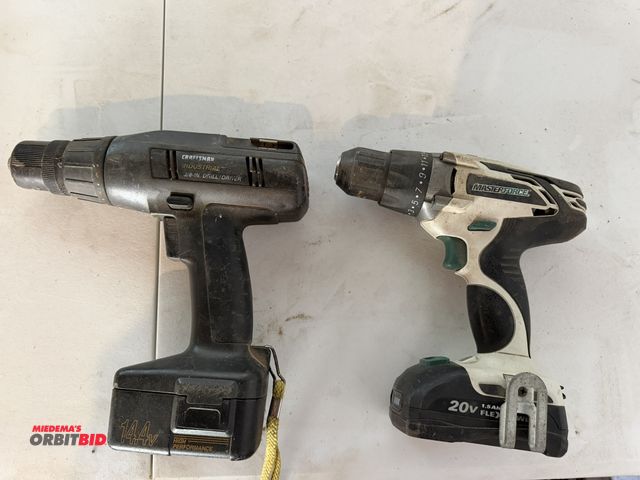 Lot 1-8359 - (1) Master Force Flex Power, 20V, 1/2" drill driver (with battery), and (1) Craftsman Industrial 3/8...