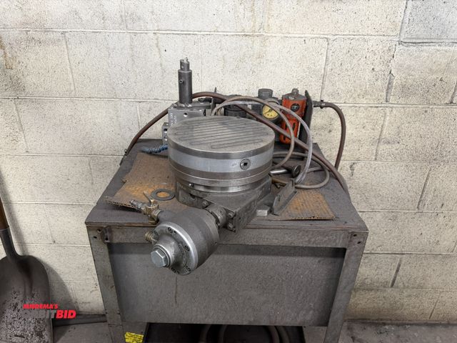 Lot 1-1774 - (1) Troyke, model HS-9A, 10" pneumatic rotary magnetic chuck with table, includes rolling stand.