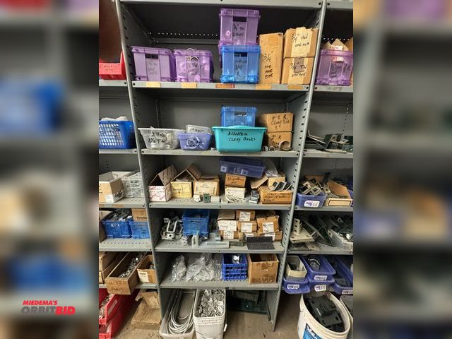 Lot 1-6374 - Contents of (5) shelves, includes assorted B-Line corner brackets, nuts, bolts, 2" clamps, 3/4" - 1-...