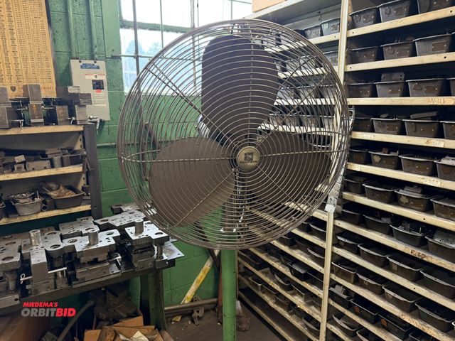Lot 1-18549 - (1) Emerson 1/3 HP, 115/230V, single phase, adjustable height free-standing shop floor fan with 26" ...