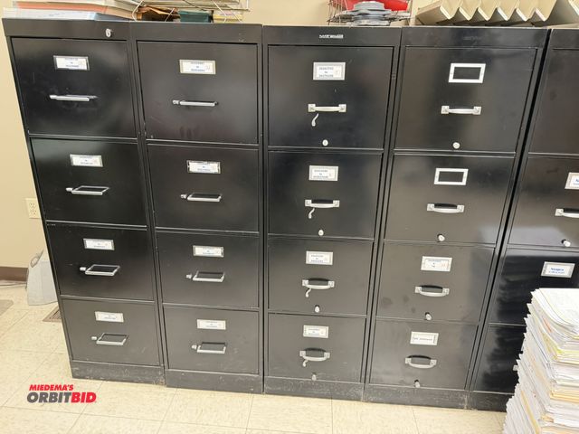 Lot 1-14548 - Lot of (4) Shaw-Walker 15" width x 52" height x 27" depth 4-drawer steel file cabinets.