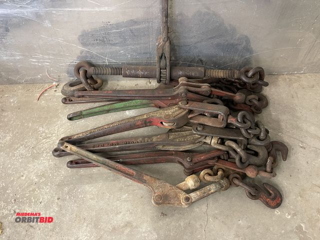 Lot 1-6154 - Lot of (8) assorted chain binders, includes 7 ~ snap style, and 1 ~ ratcheting style.