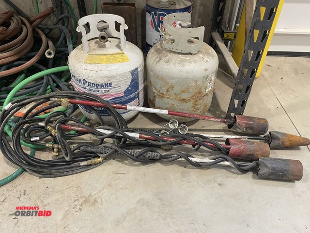 Lot 1-18852 - Lot of (4) propane rosebuds, and (2) 20 lb. tanks.
