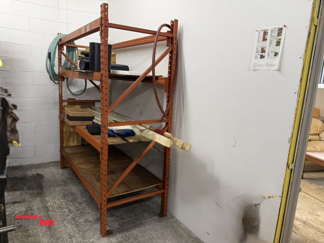 Lot 1-10365 - (1) section of Teardrop style pallet racking, includes (2) 30" depth x 84" height uprights, (8) 72" ...