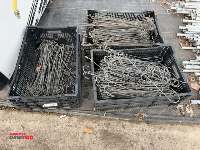 Lot 1-9966 - (3) crates with assorted steel hooks, size approx. 6.5" up to 18".