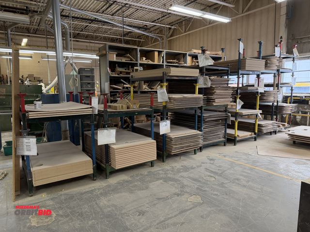 Lot 1-16144 - (22) 35.5" width x 10" height x 48.5" depth stackable steel racks with assorted work and progress wo...