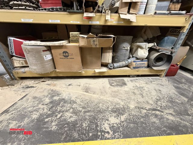 Lot 1-16989 - Entire contents of items on shelf shown in photo, includes several different rolls of conveyor belt ...