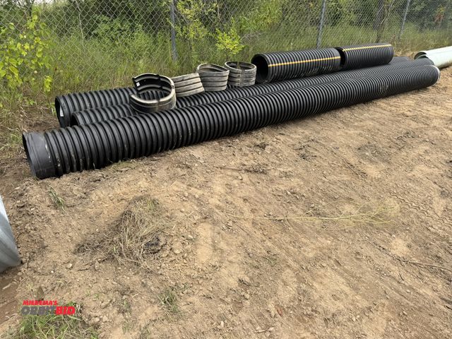 Lot 1-18348 - (3) sections of 12" Prinsco corrugated pipe with smooth interior, (3) approx. 20' sections, (2) appr...