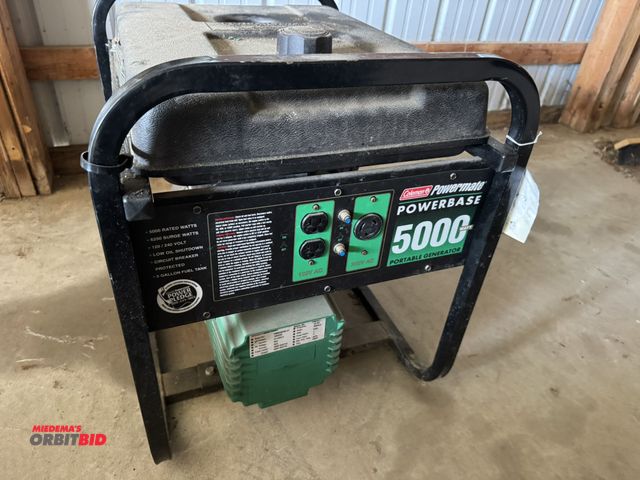 Lot 1-6734 - (1) Coleman Powermate Power Base 5000 watt, portable generator, 10 HP gas motor, engine pulls throug...