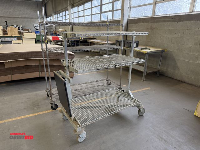 Lot 1-17364 - Lot including (1) 60" width x 67.5" height x 24" depth Edsal 3-tier stainless steel rack with adjust...