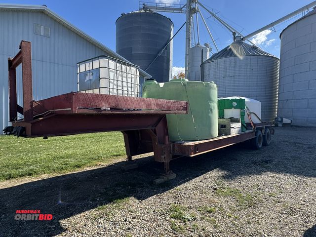 Lot 1-18130 - 1969 Ottawa 34' Tandem Axle Lowboy Trailer 96" wide, includes spray tanks and pump, (1) 1500 gallon ...