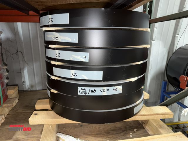 Lot 1-18774 - Lot of (7) 2.5" wide x .016" thickness aluminum coil, black on one side white on the other.