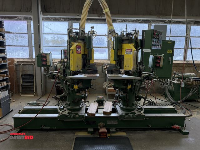 Lot 1-16201 - (1) Nash-Bell-Challoner, model 424-B, double end trim and bore woodworking machine, with 10" minimum...